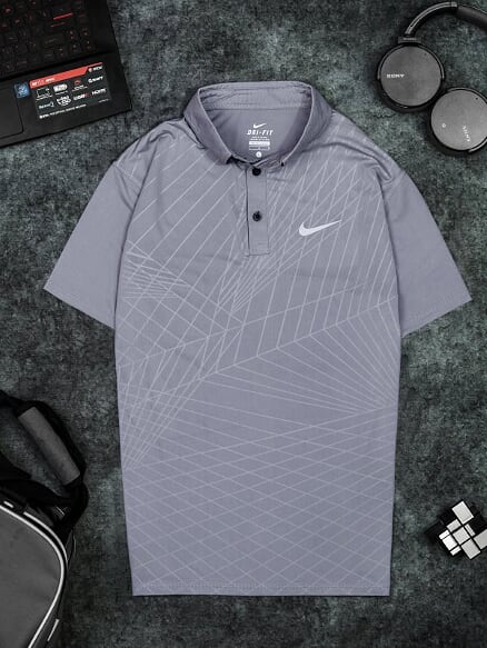 Áo Tennis Nike Có Cổ Màu Xám Nhạt #ANCC03XN